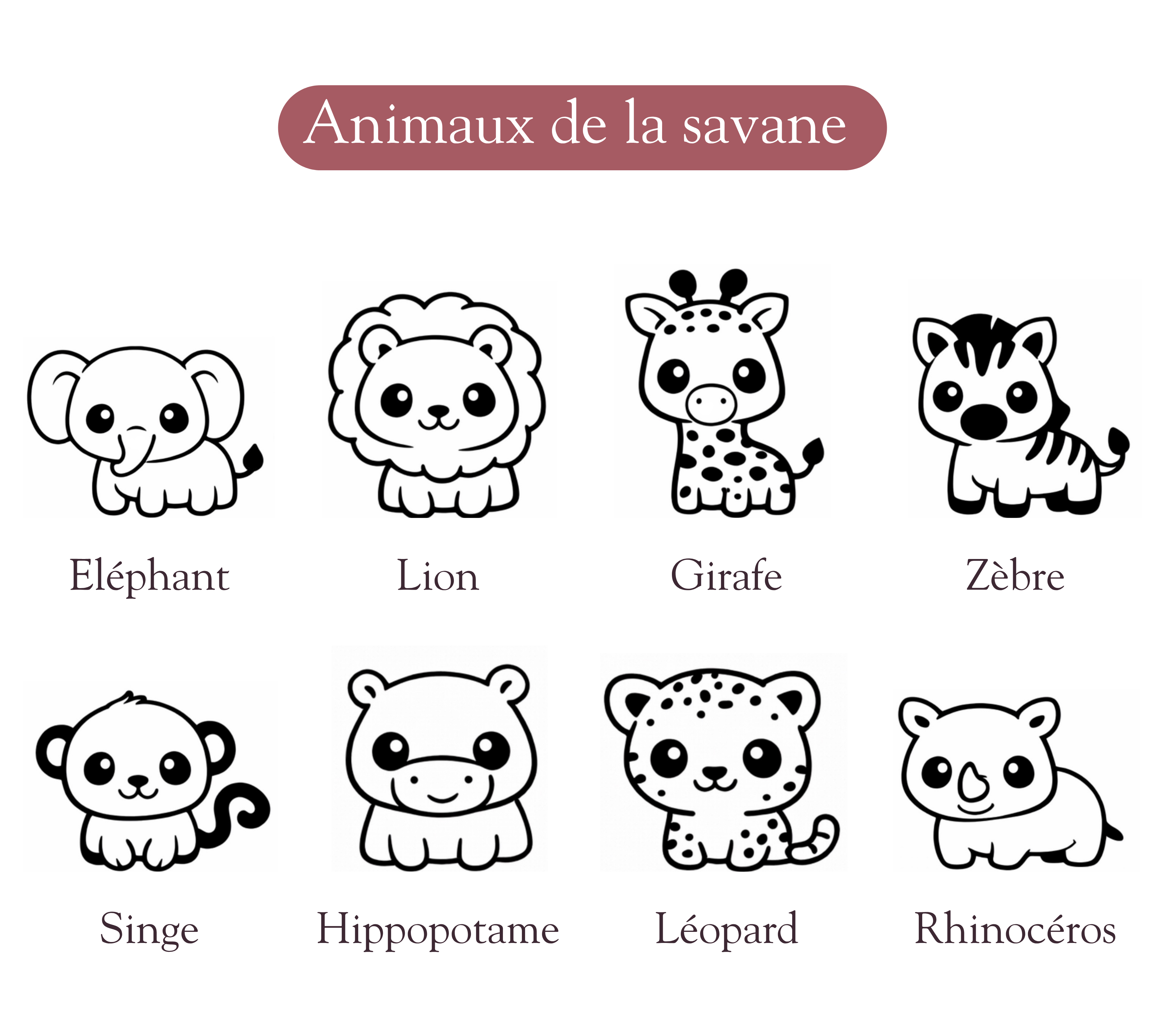 Emporte-pièces thème Animaux de la savane avec prénom